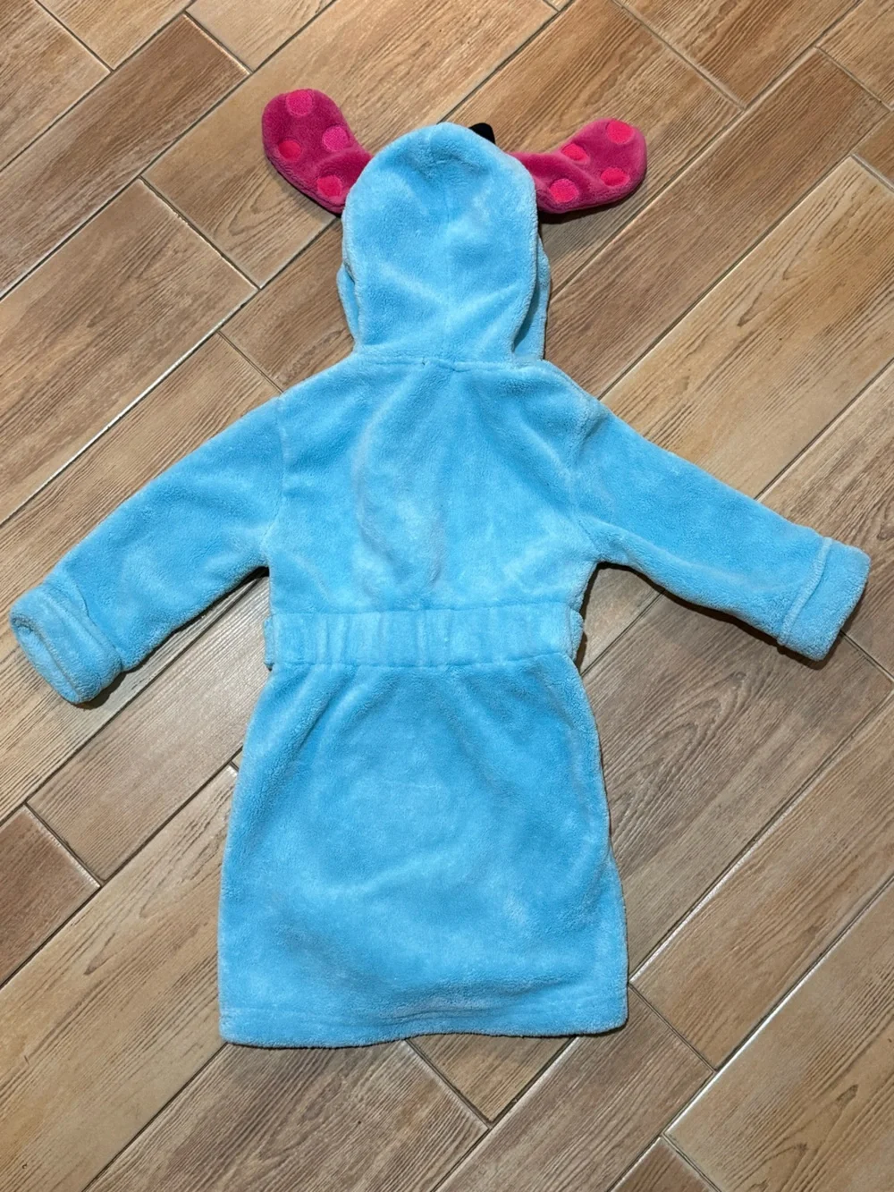 Petit Lem Blue Plush Hooded Puppy Bathrobe